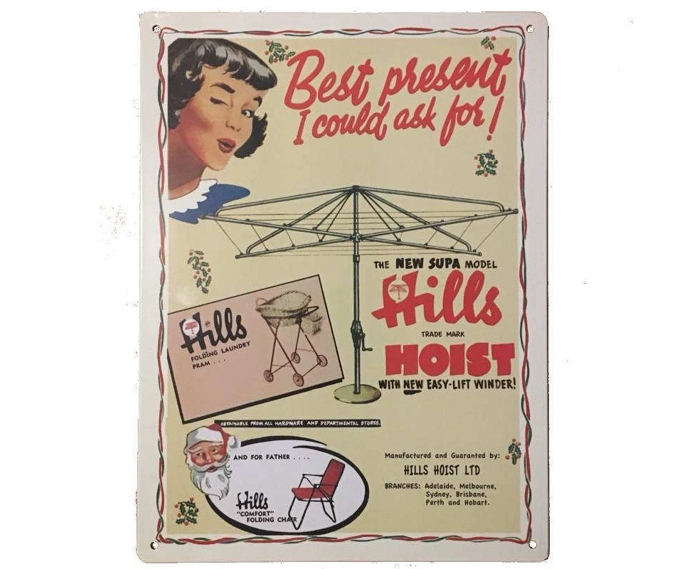 Hills Hoist Tin Sign 35x26cm