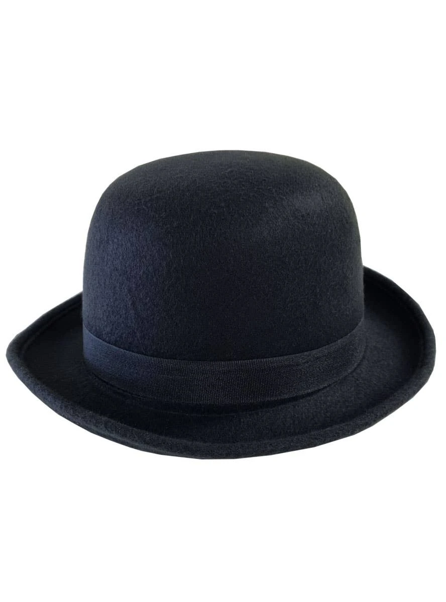 Traditional Deluxe Black English Bowler Costume Hat