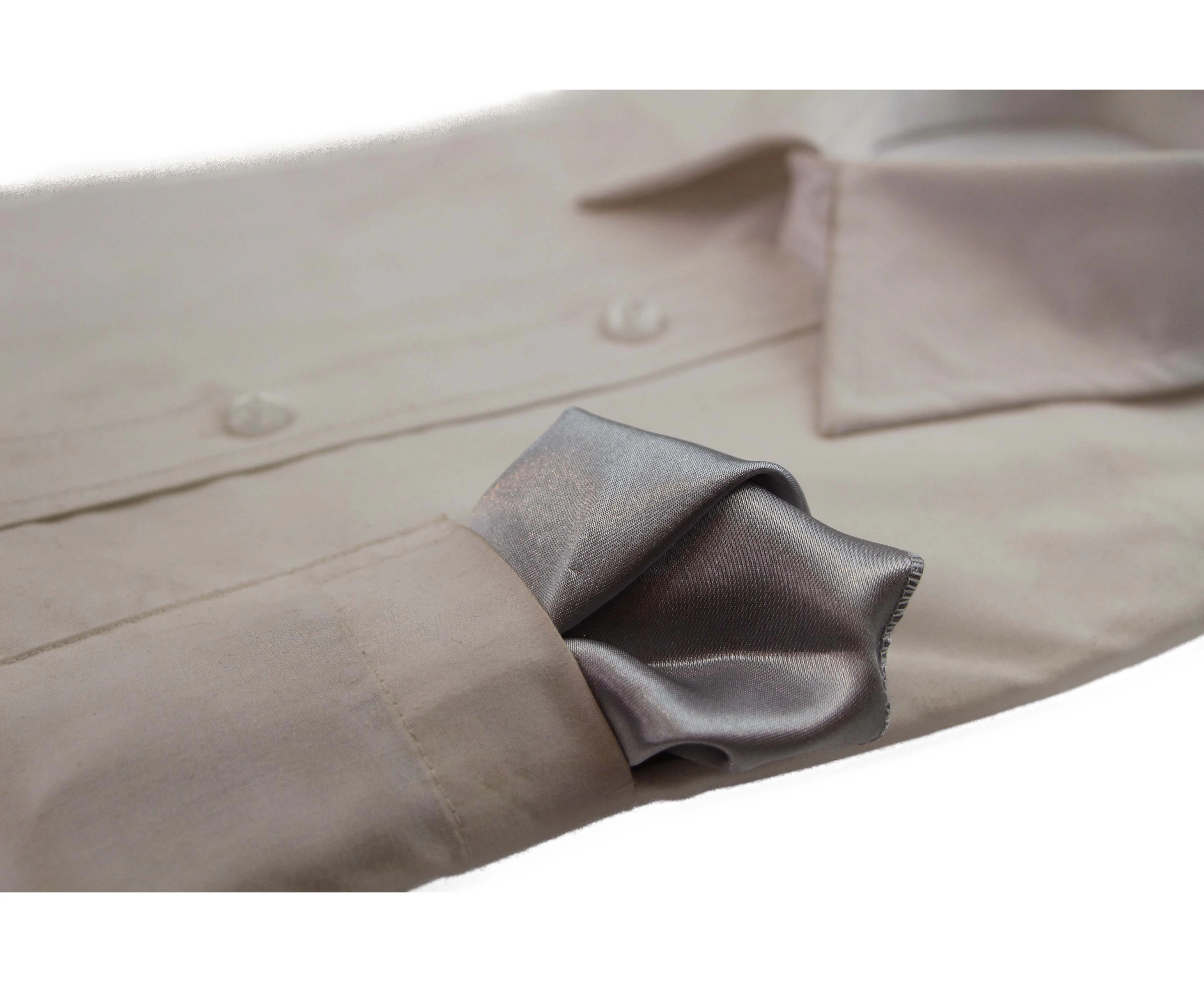 Mens Silver Pocket Square Polyester