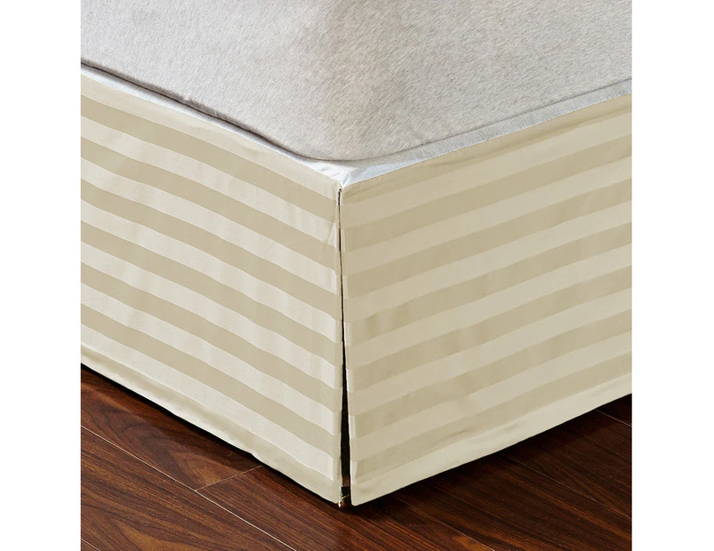 500TC 100% Premium Cotton Bed Skirt Bed Valance Striped pattern Beige