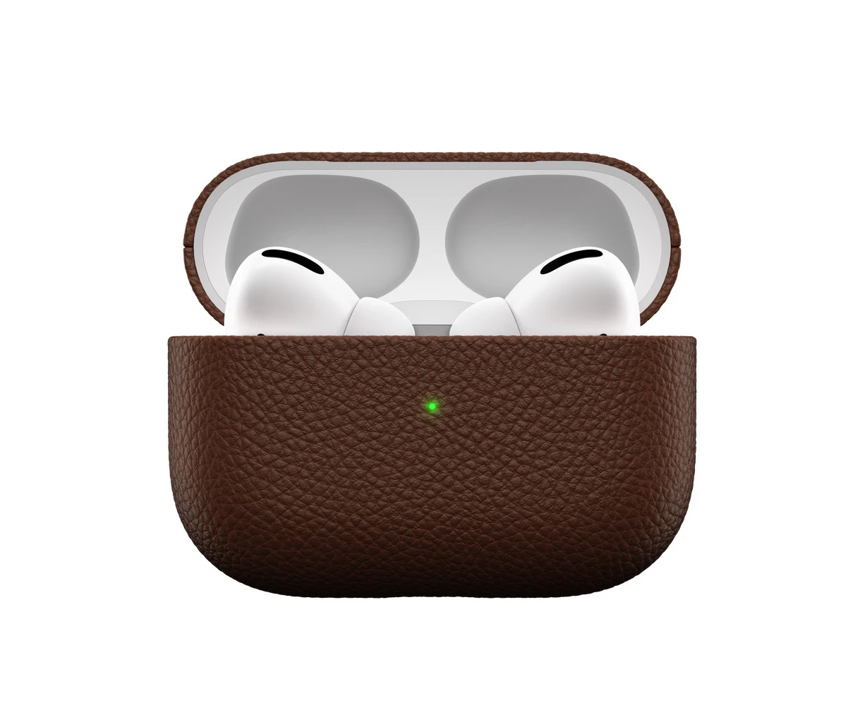 KeyBudz Artisan Leather Case for AirPods Pro - Natural Brown (Gen1 compatible, fits Gen2)