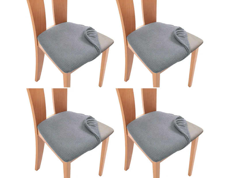 Set of 4 Pcs Stretch Dining Chair Covers Light Grey