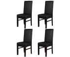 4 Pcs Solid PU Leather Home Dining Chair Covers Black Lace