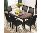 4 Pcs Solid PU Leather Home Dining Chair Covers Black Lace