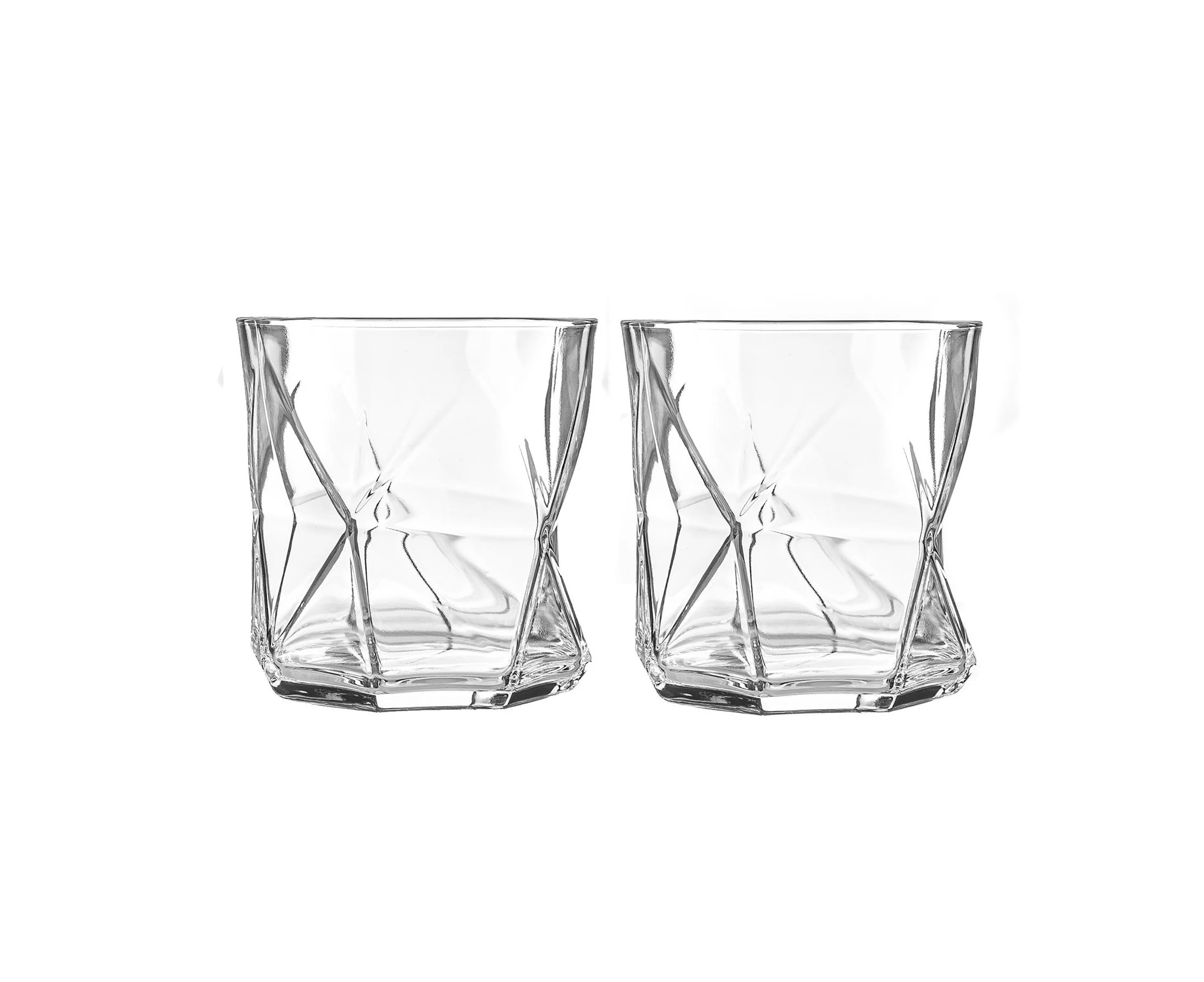 Bormioli Rocco Cassiopea Geometric Whisky Tumbler Glasses Set - 330ml - Pack of 2