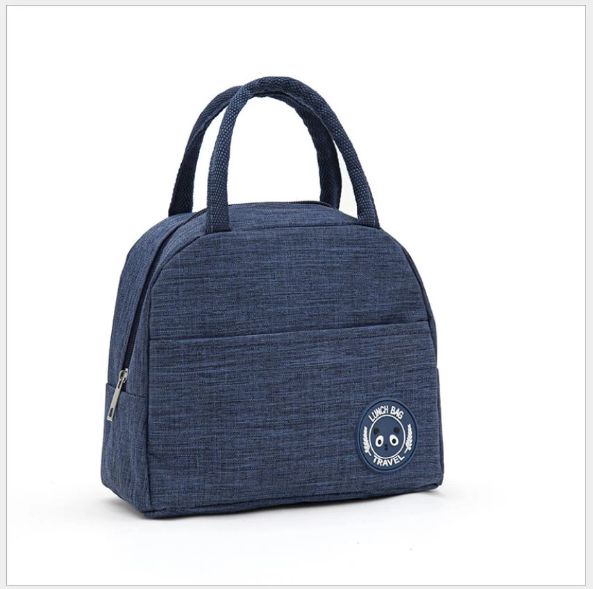 Insulated Lunch Bag Tote Container For Women Kids Office Work School (5 Colors Available) - Navy Blue