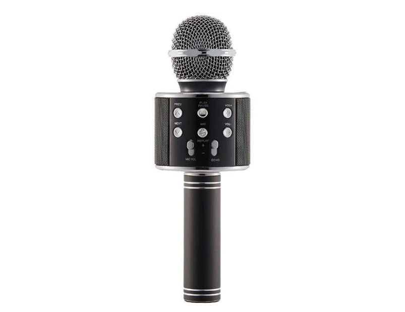 Handheld Wireless Bluetooth Microphone with Speaker for IOS Android Phone Computer 1800mAh Battery Black