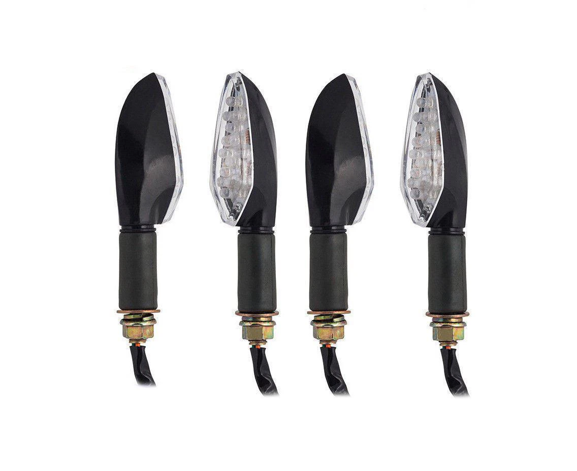 4x Black Indicators Motorcycle Motorbike LED Blinkers Yamaha Honda Suzuki