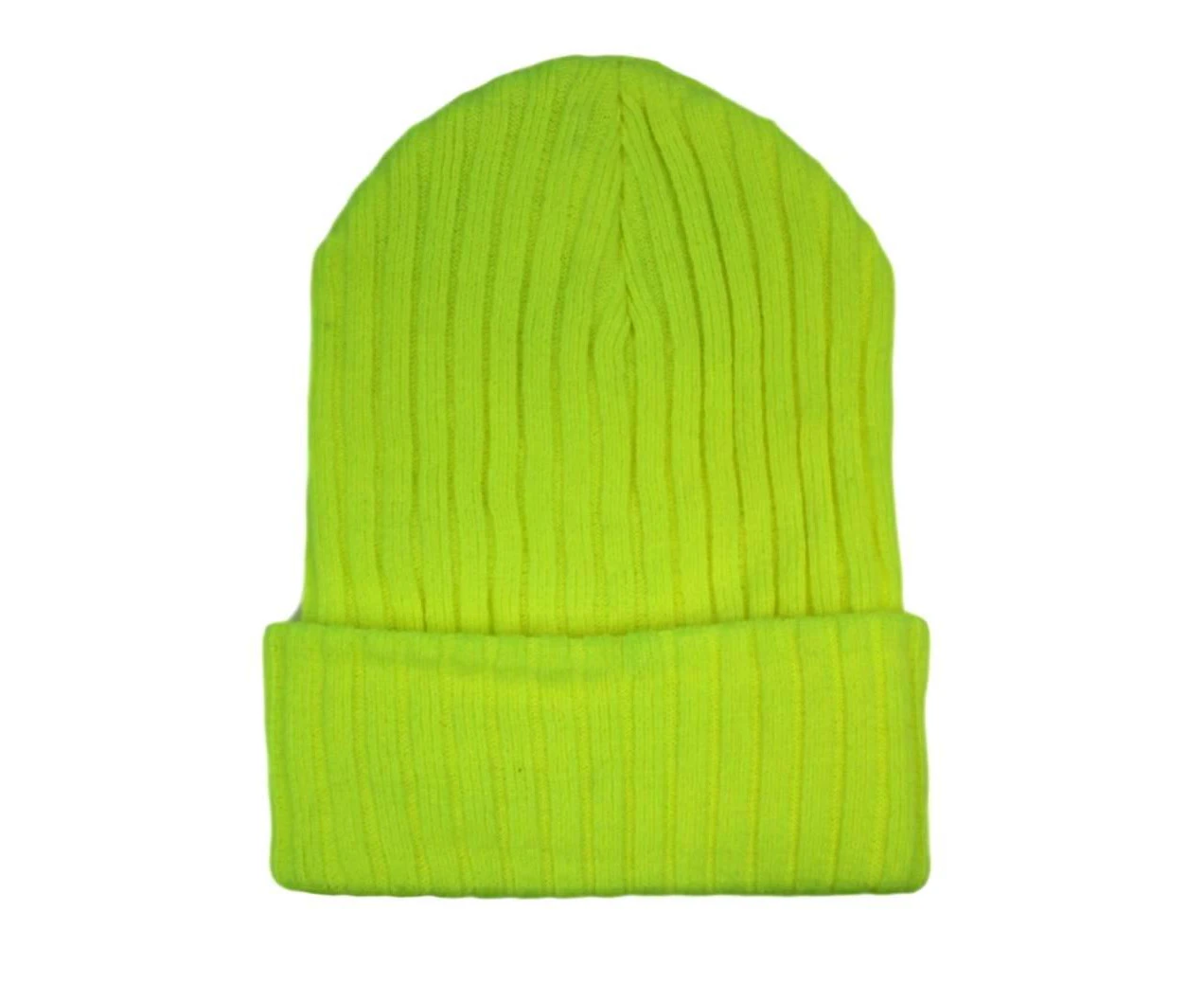 FIL Men's Women's Unisex Beanie Winter Thermal Ski Warm Knitted  Plain Patterned [Design: U - Lime]