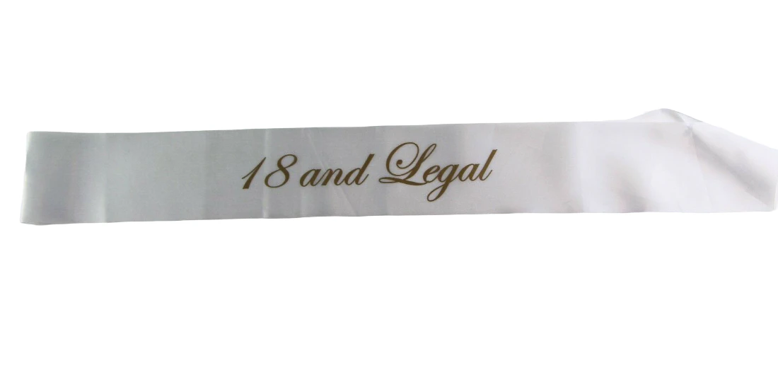 Women 18th Birthday Sash - 18 And Legal - White/Black Edwardian Font - White/Black Edwardian Font