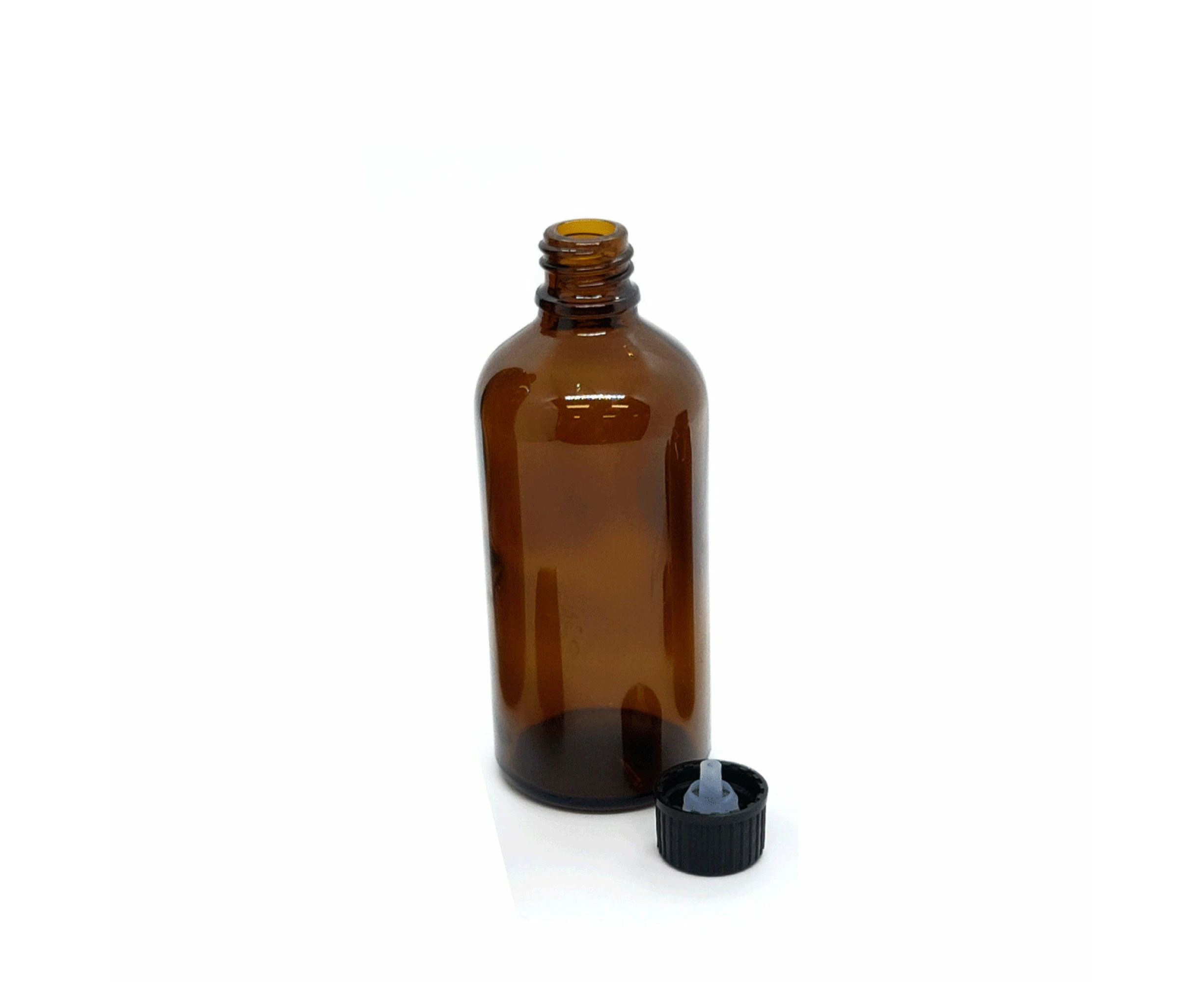 70x 100ml Amber Glass Bottles Orifice Reducer Dispensing Cap Essential Oil Bulk