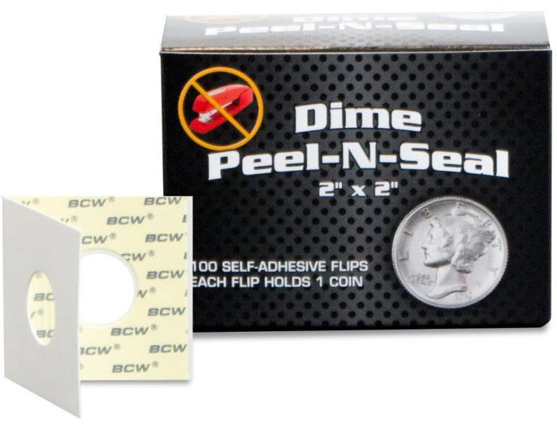 Bcw Peel N Seal Paper Flips Adhesive Dime (2 X 2 )