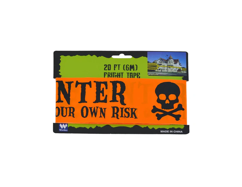 Enter At Own Risk Black and Orange Halloween Decoration Tape