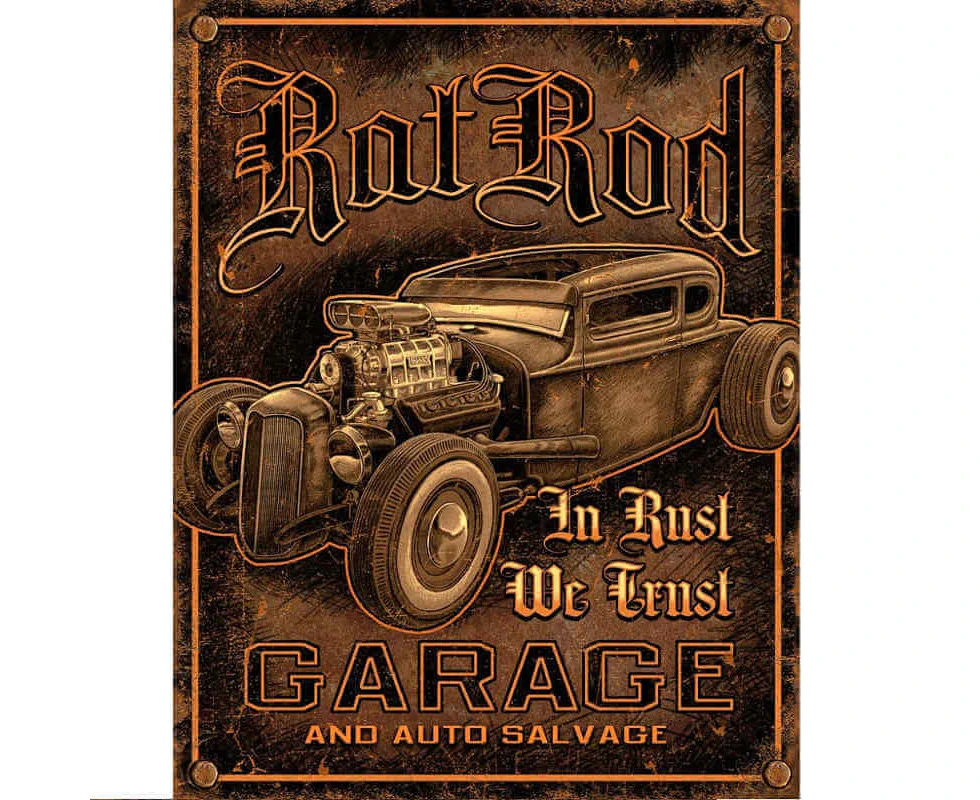 Rat Rod Garage Metal Tin Sign