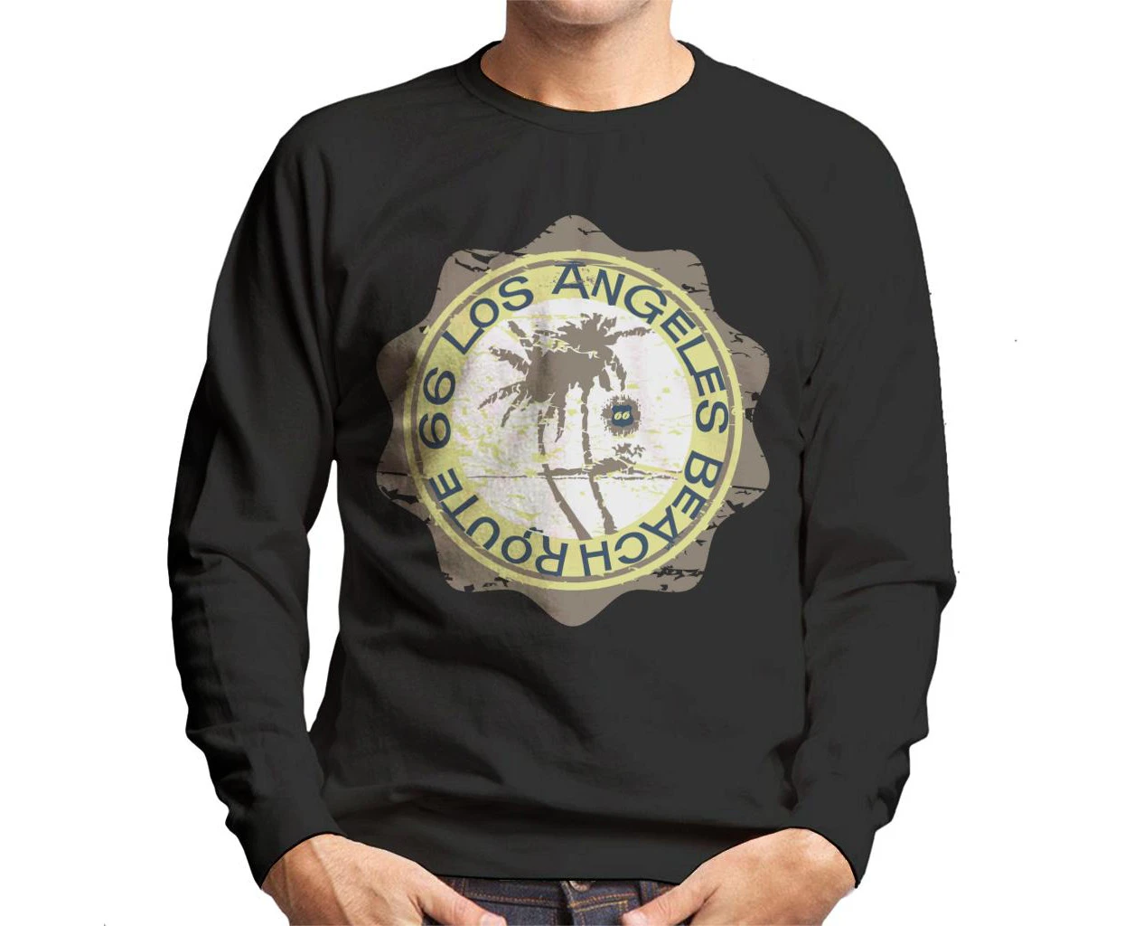 Route 66 Los Angeles Beach Men's Sweatshirt - Black