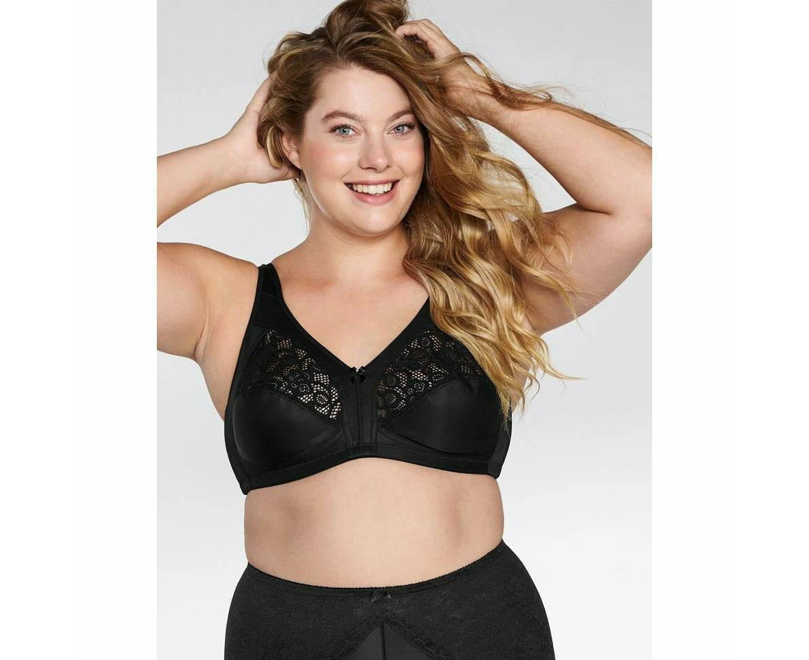 Naturana Plus Size Wirefree Bra with Padded Straps in Black