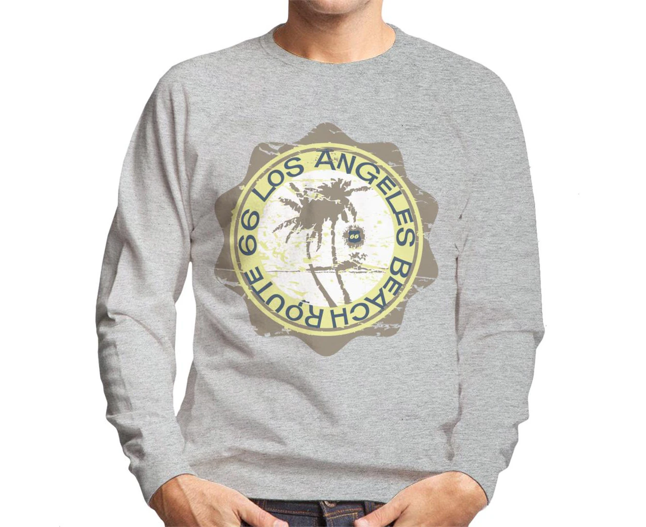 Route 66 Los Angeles Beach Men's Sweatshirt - Heather Grey