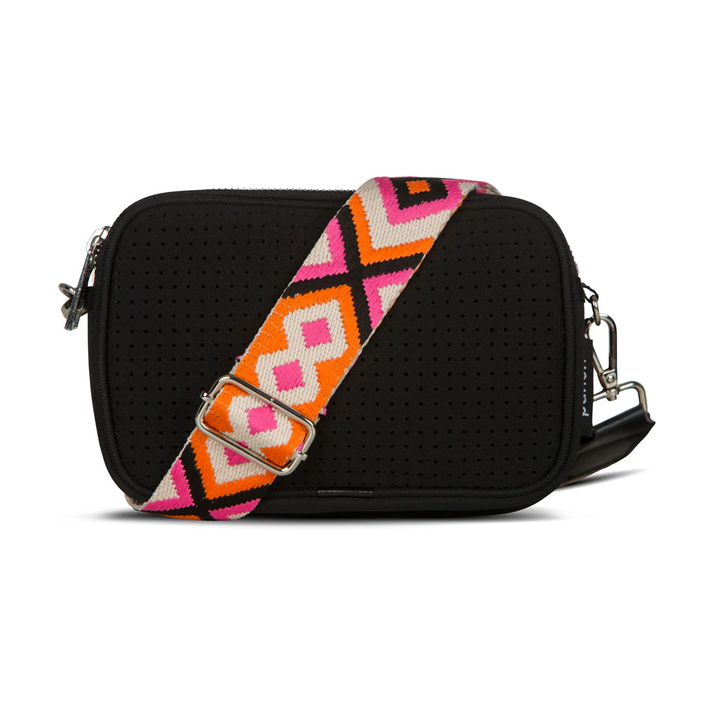 Double Zip Neoprene Cross Body Safari - Black