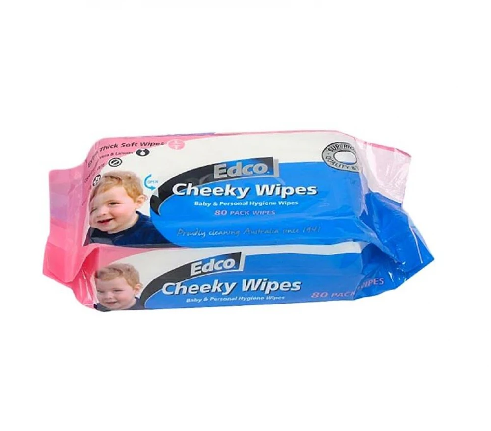 Edco Cheeky Wipes Baby and Personal Hygiene - White Wipes Pack (80 Wipes)