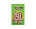 21 Number Glitter Candle- Red