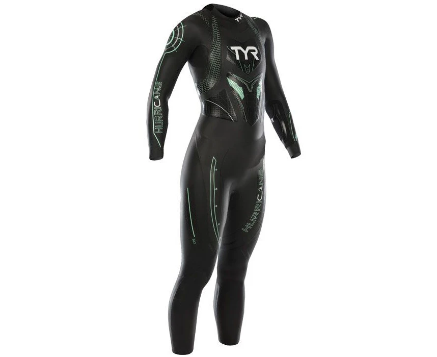 TYR Womens Hurricane Category 3 Wetsuit - Black/Green