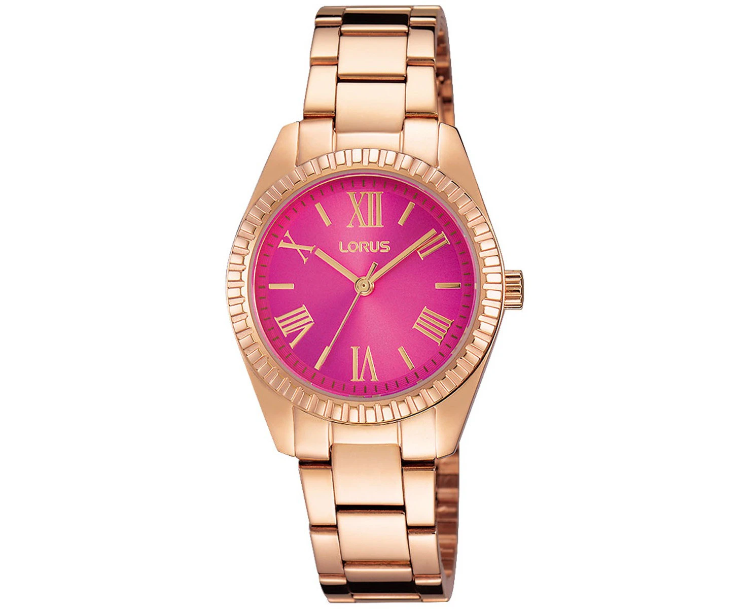 Lorus ladies Women Analog Quartz Watch with Stainless Steel Gold Plated bracelet Rose