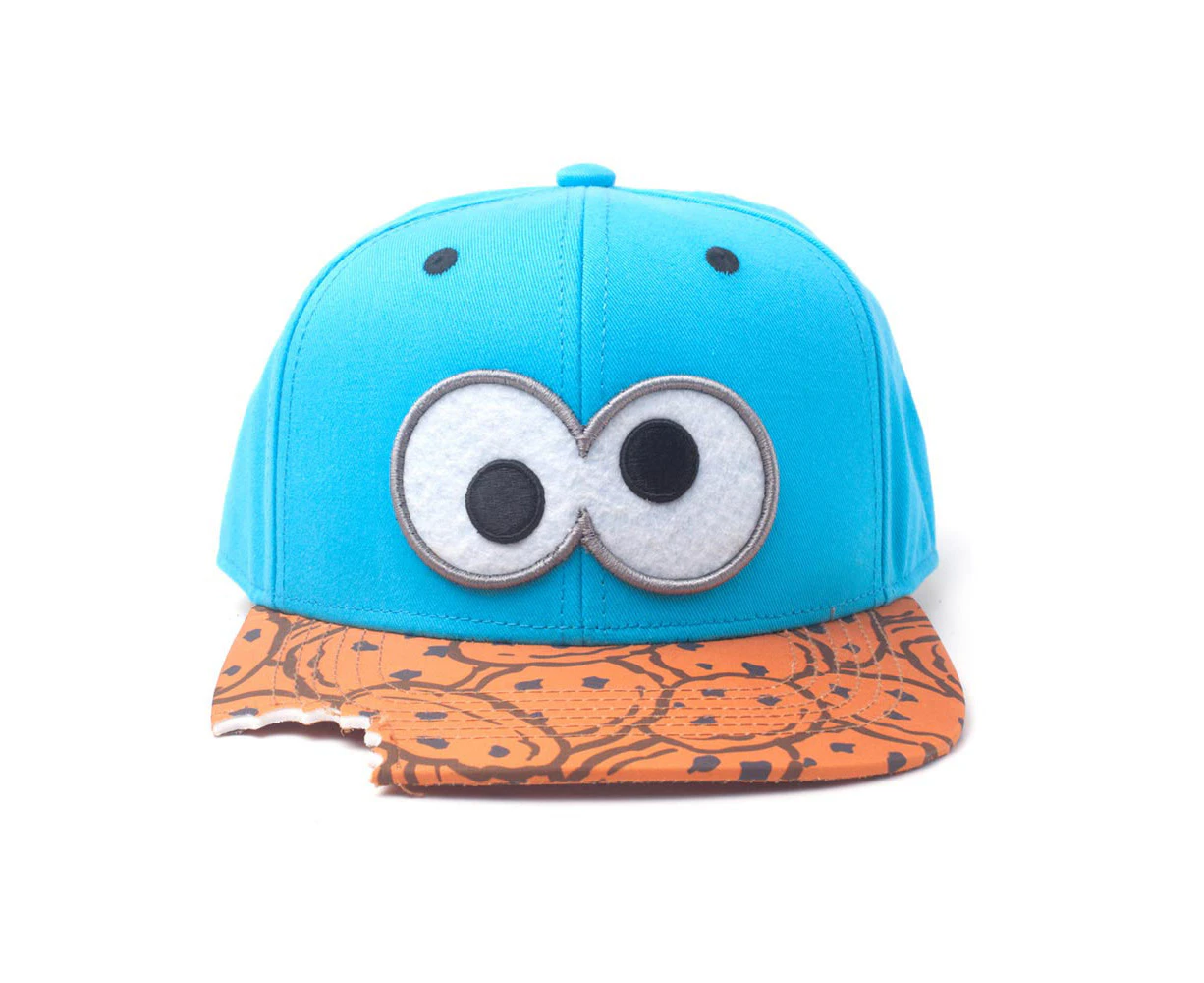 Sesame Street - Eyes With Cookie Bite Unisex X-LargeSnapback Baseball Cap - Blue/Pattern