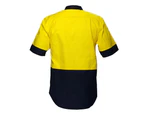 Prime Mover Hi-Vis Two Tone Regular Weight Short Sleeve Shirt Men's - Yellow-navy