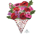 SuperShape Happy Valentine's Day Rose Bouquet Foil Balloon