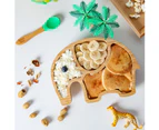 Green Elephant Children's Bamboo Suction Plate - Dining Dish - Stay Put Silicone Cup - Segmented - Eco-friendly - by Tiny Dining