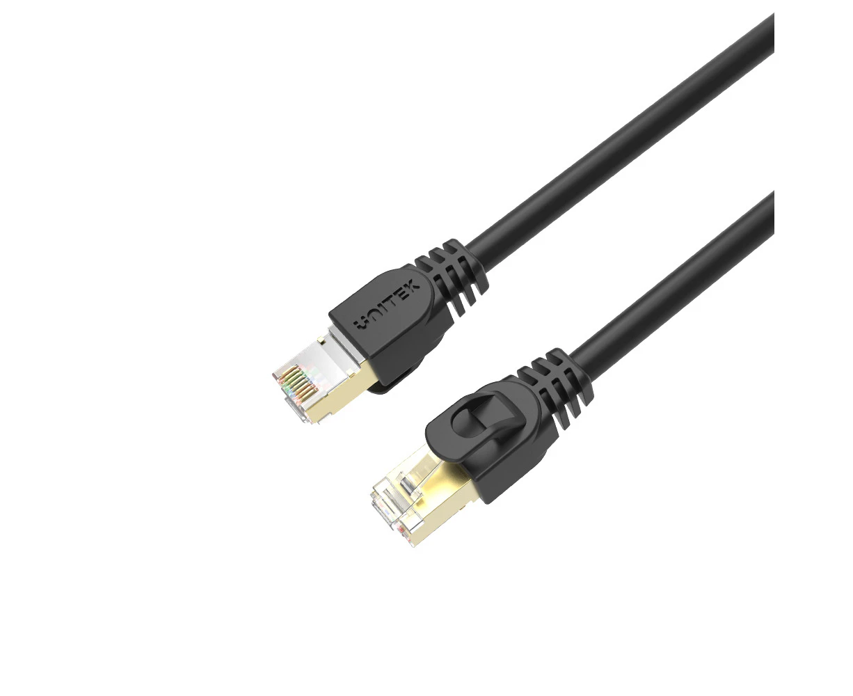 Unitek C1813EBK-10 10m CAT7 Black SSTP 26AWG Patch Lead in PVC Jacket. Supports 10 Gigabit Ethernet 600Mhz, Gold-Pl [C1813EBK-10]