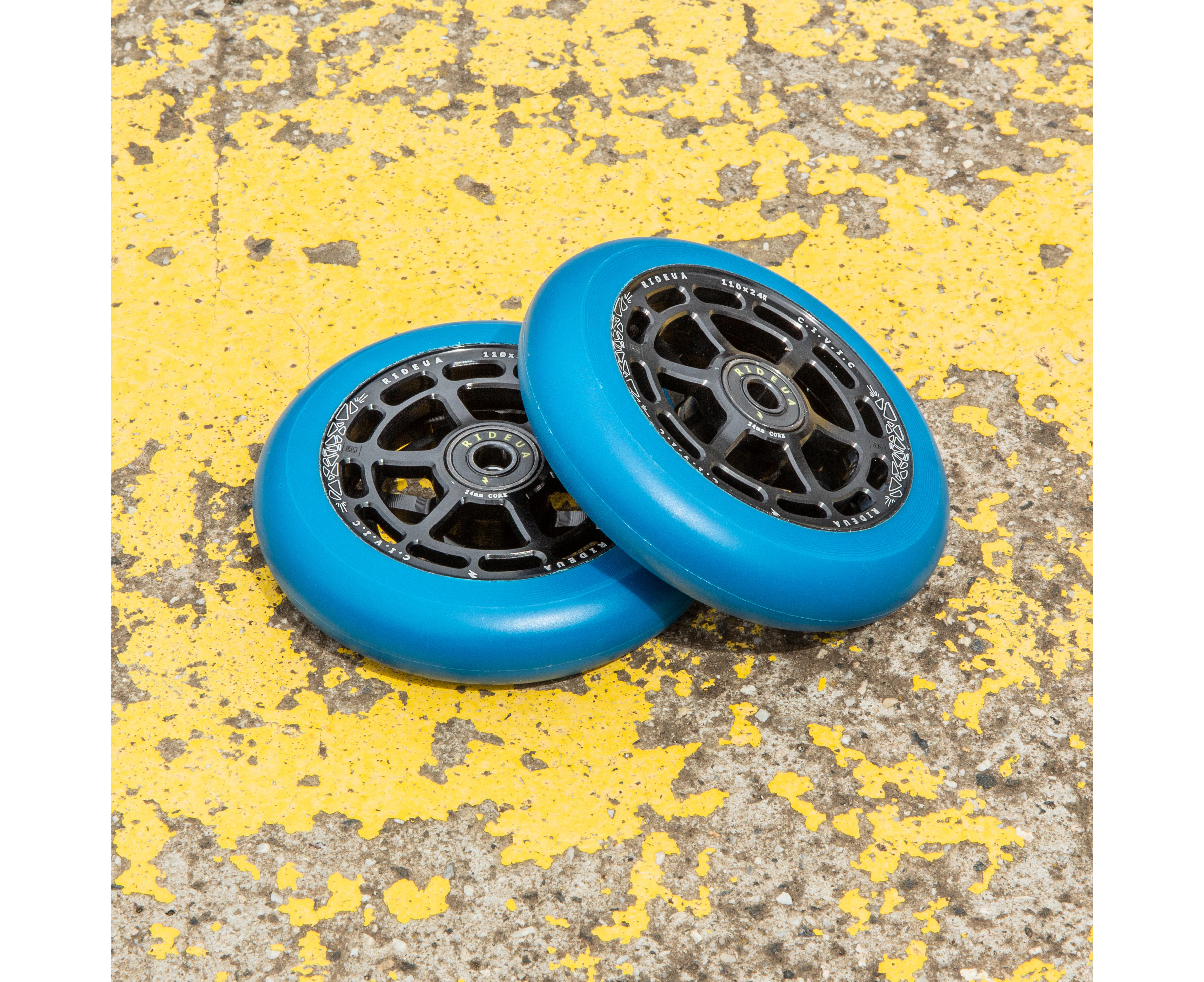 urbanArtt Civic 110 x 24mm Wheels - Black/Arctic Blue - Blue