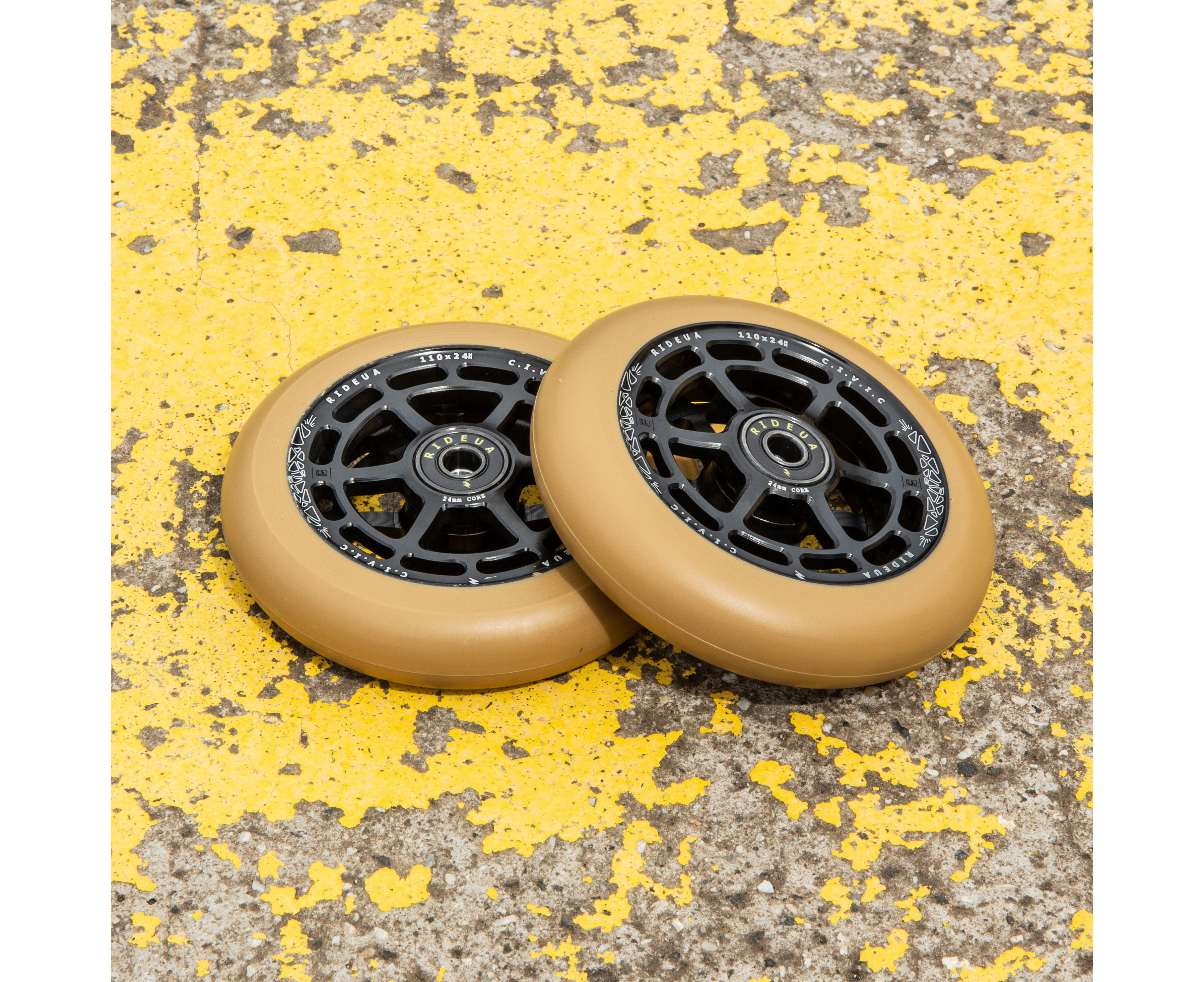 urbanArtt Civic 110 x 24mm Wheels - Black/Gum - Brown