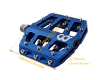 CyclingDeal Flat Mountain BMX MTB Aluminum Bike Sealed Bearing Pedals - Large Bicycle Platform Pedals 9/16" with Anti-Skid Nail Black Blue Grey - Blue