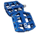 CyclingDeal Flat Mountain BMX MTB Aluminum Bike Sealed Bearing Pedals - Large Bicycle Platform Pedals 9/16" with Anti-Skid Nail Black Blue Grey - Blue