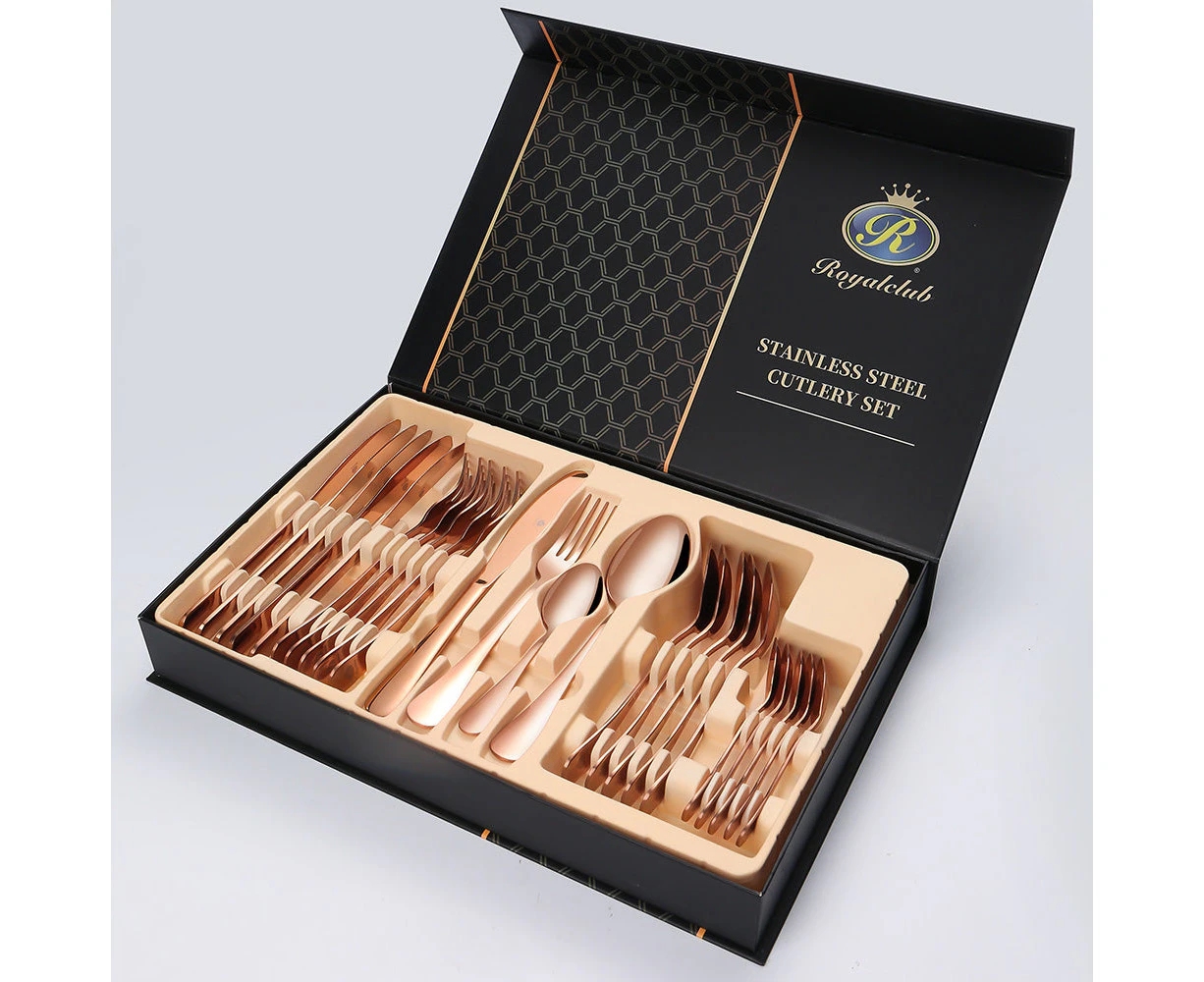 Royalclub Stainless Steel 24pcs Cutlery Sets in 7 Colours - Rose Gold