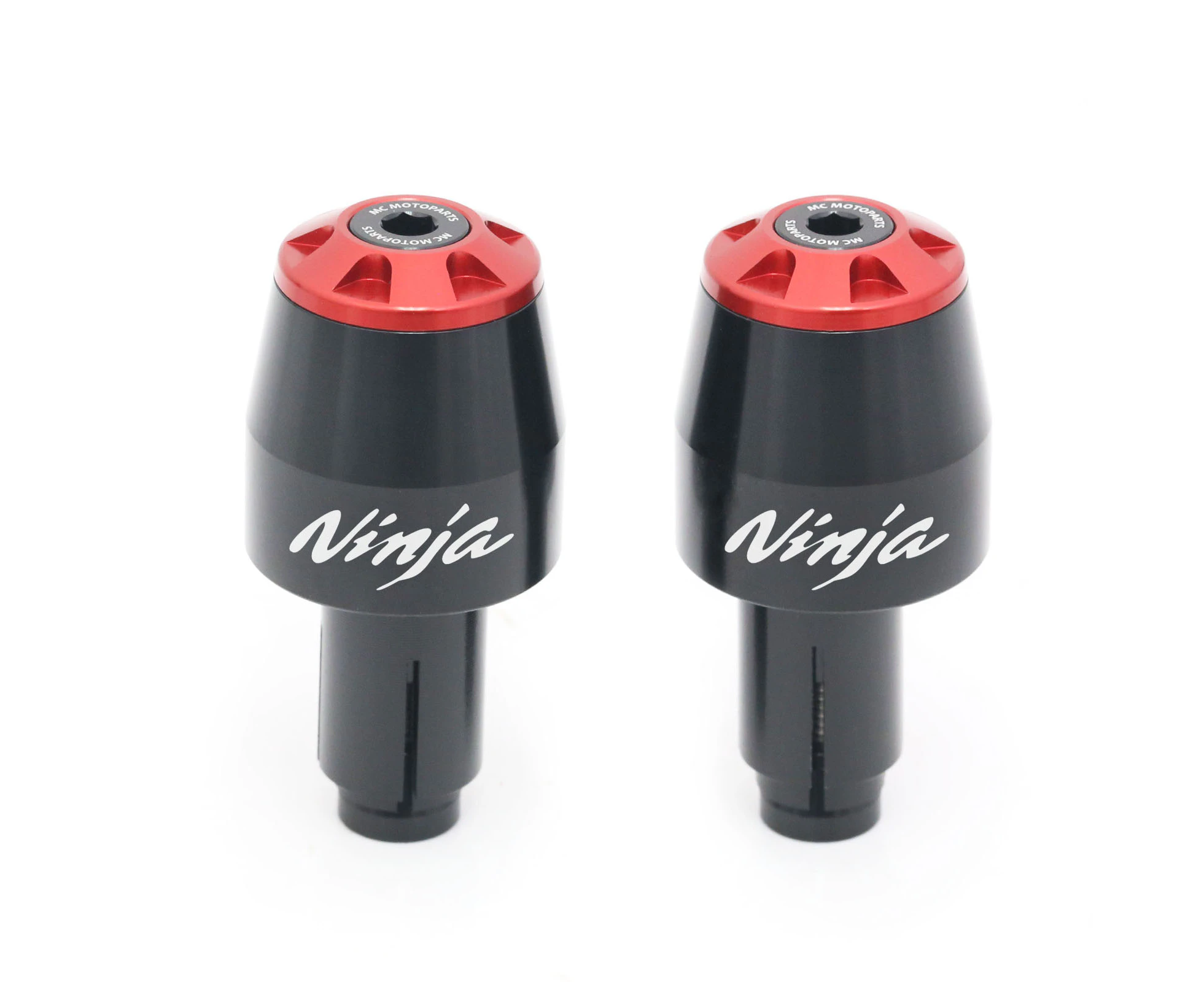 Red STORM CNC Bar Ends NINJA Logo For Kawasaki Ninja 400 2018-2019