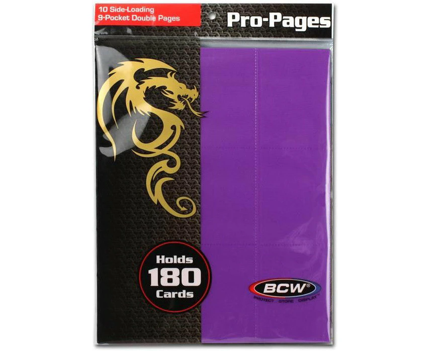 Bcw Pro Pages 9 Pocket Pages Side Loading Purple (10 Pages Per Pack)