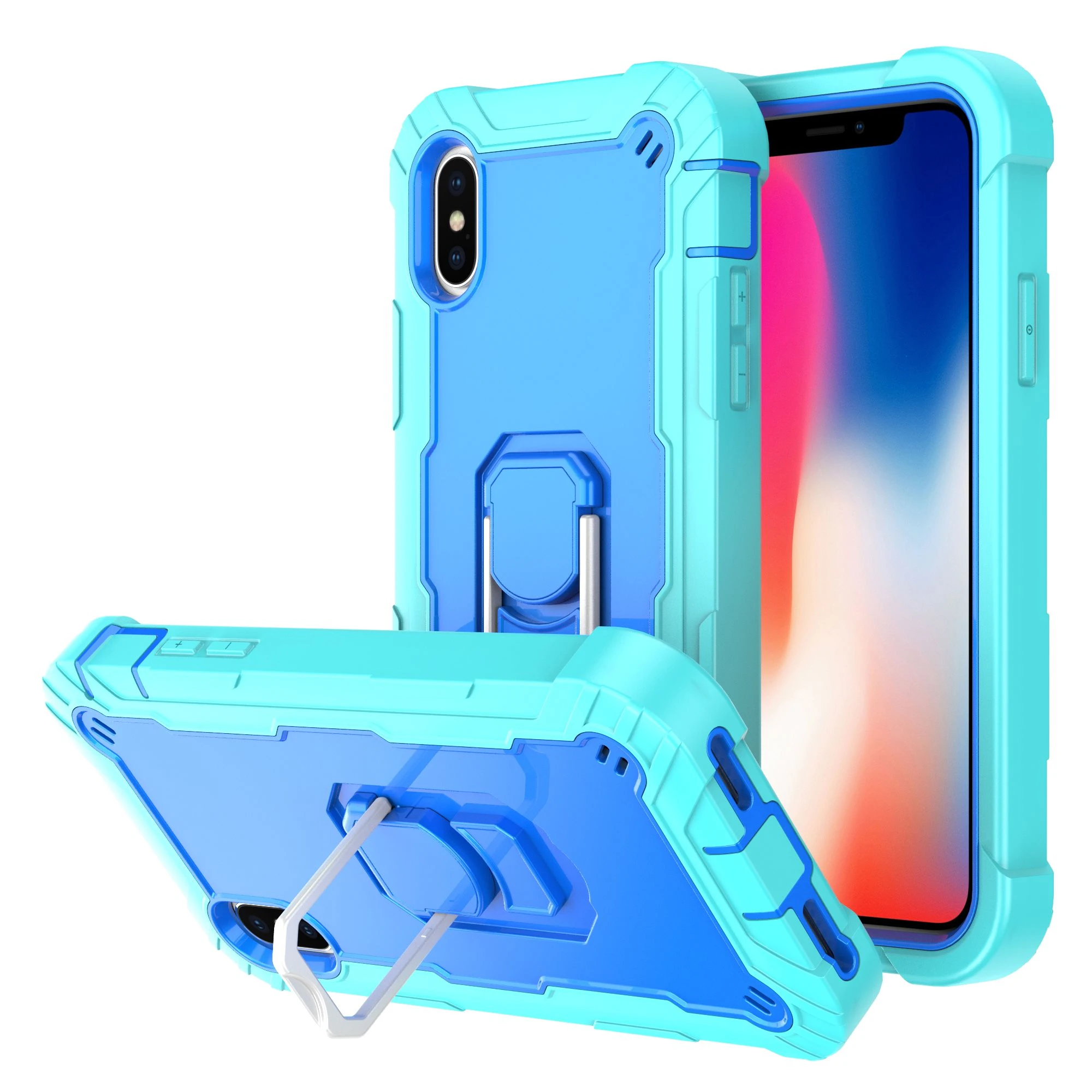 MCC Stylish Shockproof iPhone X Xs Case Cover Apple iPhoneX Xs Heavy Duty [Light Blue+Blue]