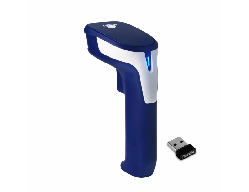 ScanAvenger SA9100 Wireless 1D and 2D Bluetooth Barcode Scanner: 3-in-1, Rechargeable Scan Gun for Inventory Management, USB, Barcode/QR Code Reader - Blue