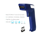 ScanAvenger SA9100 Wireless 1D and 2D Bluetooth Barcode Scanner: 3-in-1, Rechargeable Scan Gun for Inventory Management, USB, Barcode/QR Code Reader - Blue
