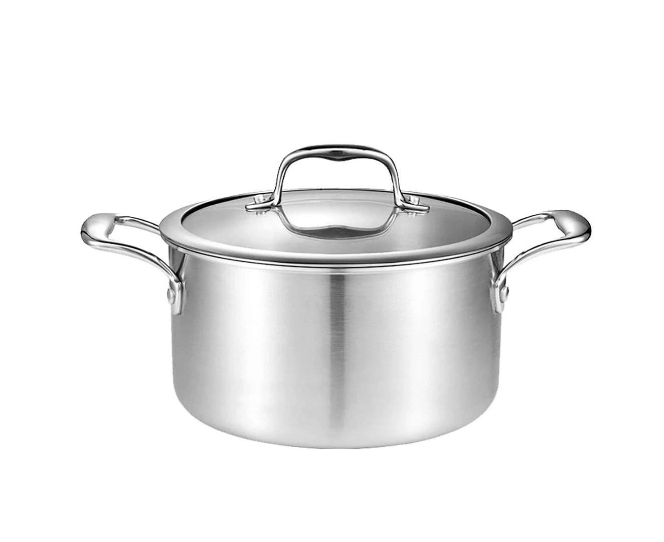 SOGA 22cm Stainless Steel Soup Pot Stock Cooking Stockpot Heavy Duty Thick Bottom with Glass Lid