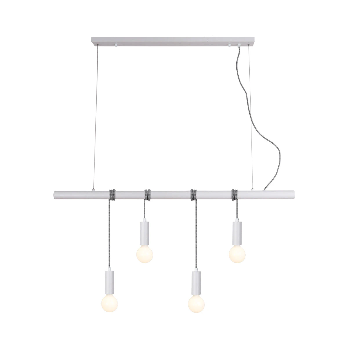 Bikkel 4 Light Metal Bar Pendant Ceiling Lamp Adjustable Height White