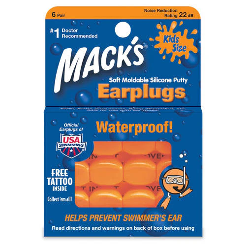 6x Mack's Soft Moldable Silicone Ear Plugs Swimming Study Sleep KIDS Earplugs