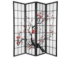 Cherry Blossom Room Divider Screen Black 4 Panel