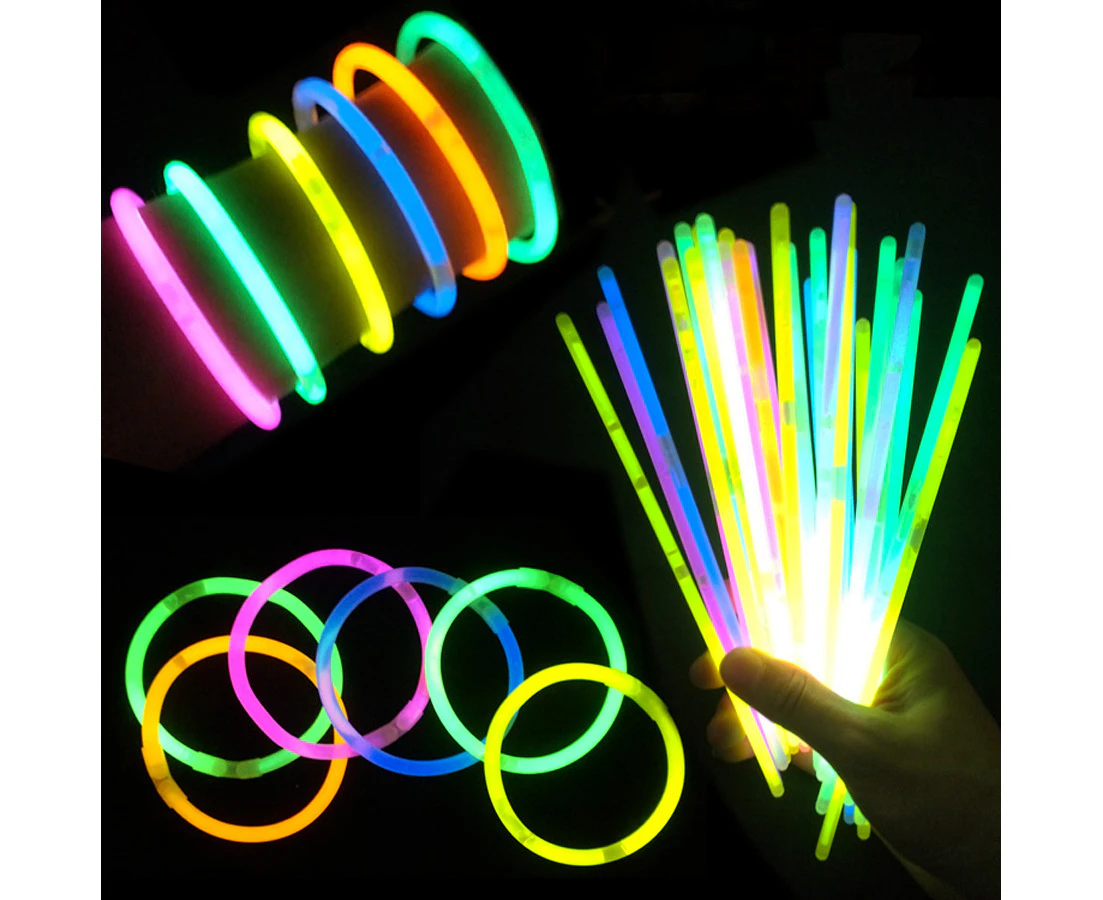 200x Mixed Colour Glow Sticks Bracelets Party Glow In the Dark Glowsticks