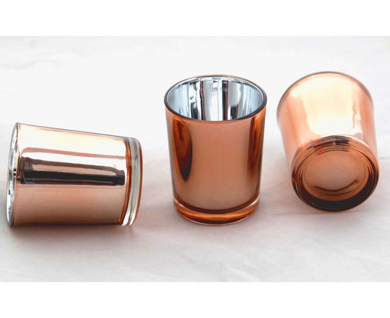 5 Pack - Copper Glass Tealight Votive Cup Candle Holder - Wedding Event Reception Function Home Table Decoration