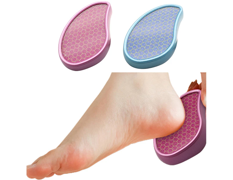 Set of 2pcs Manual Nano Glass Foot File Foot Callus Remover Dead Skin Removal Tool Blue and Pink