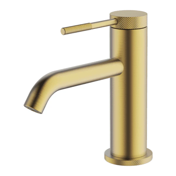 Poco Knurled Basin Mixer Brushed Brass