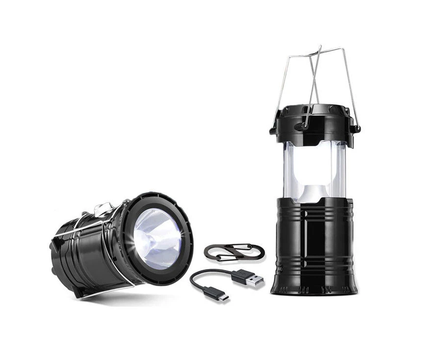 Mr Dive Camping Solar Lanterns 1/2-Pack Lantern Flashlights Port USB Rechargeable Emergency Lighting